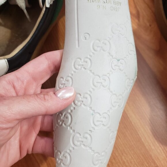 Gucci Calfskin Suede Leather Web Low Men's G74 Ardesia Black New Mystic White - Picture 10 of 14